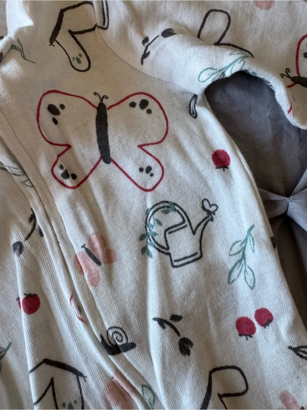 Carter's Cream Butterfly & Cherry Zip-Up Footed Pajamas